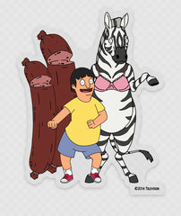 Bob's Burgers - Zebras in bikinis Gene Clear Die Cut Sticker