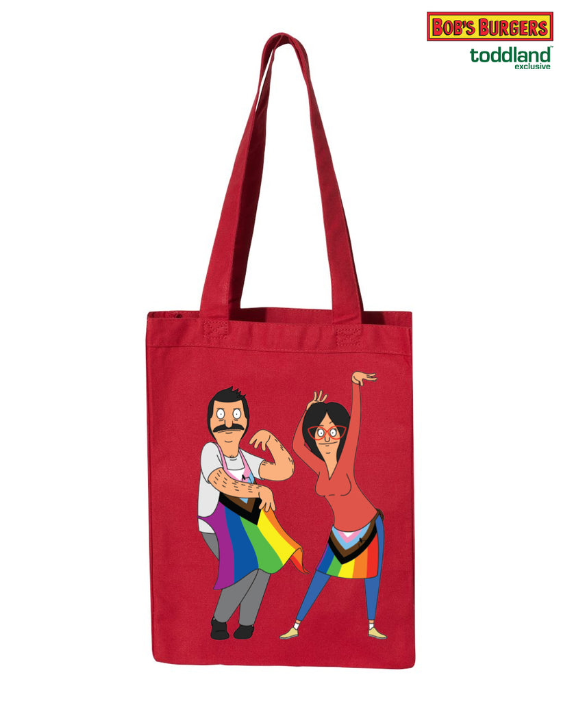 2025 Bob's Burgers Pride - Bob and Linda heavy canvas tall grocery tote - Red