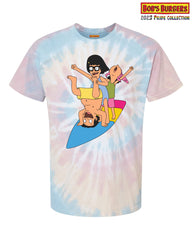 2023 Bob's Burgers Pride -Gene Tina and Louise Wave Tie Dye Tee