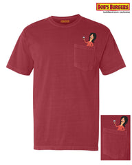 Bobs Burgers - Drinking Buddy Linda Pocket tee- red wine