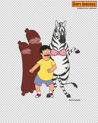 Bob's Burgers - Zebras in bikinis Gene Clear Die Cut Sticker