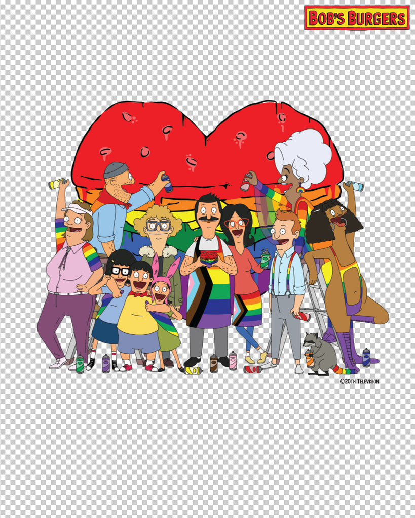 Bob's Burgers Pride - Group Heart clear die cut sticker