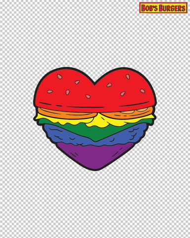 Bob's Burgers Pride - Burger Heart die cut sticker
