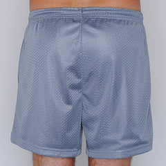 mesh stache (see what we did there) mesh gym shorts - silver/gray