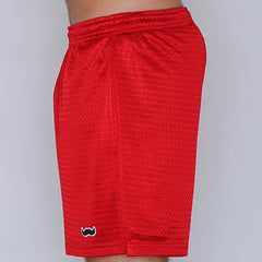 mesh stache (see what we did there) mesh gym shorts - red