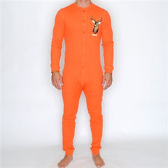 hunter orange with deer union suit