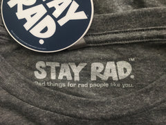 MENS/UNISEX stay rad circle logo shirt (front/back) - heather gray