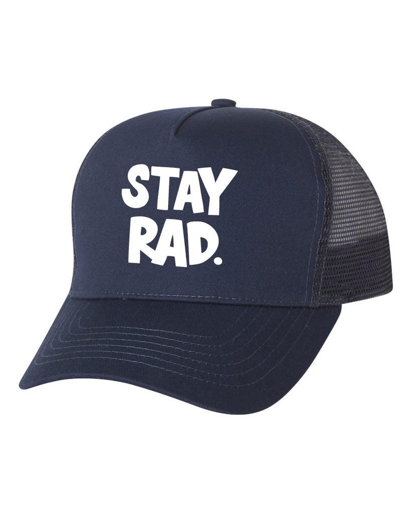 stay rad logo cap - all navy trucker