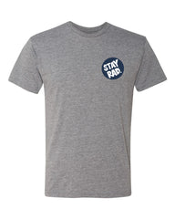 MENS/UNISEX stay rad circle logo shirt (front/back) - heather gray