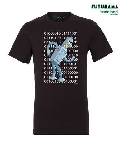 Futurama - Byte my shiny metal a$$! (in binary) Tee - Vintage Black