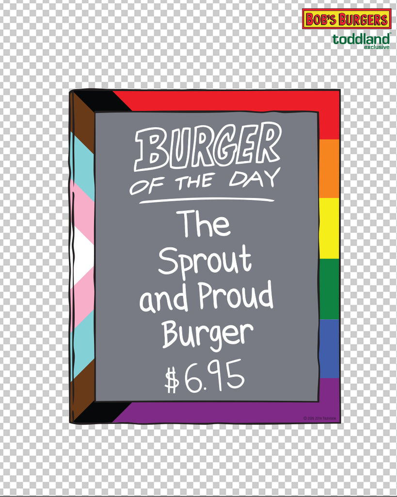 2026 Bob's Burgers Pride - Burger of the Day Sprout and Proud die cut sticker