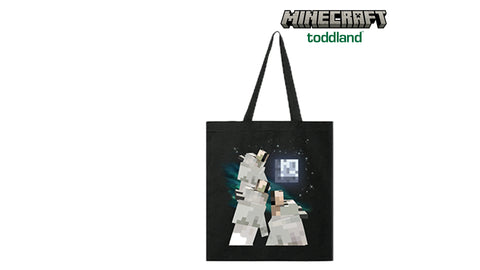 Minecraft - 2026 3 Minecraft wolves heavy canvas grocery tote - black (ships 8/1-8/30)