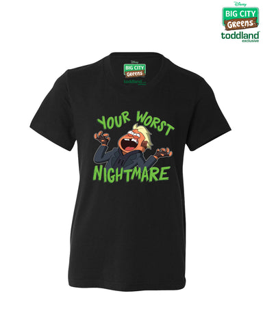 Big City Greens - YOUTH Worst Nightmare tee - Black (*ships mid august or sooner)