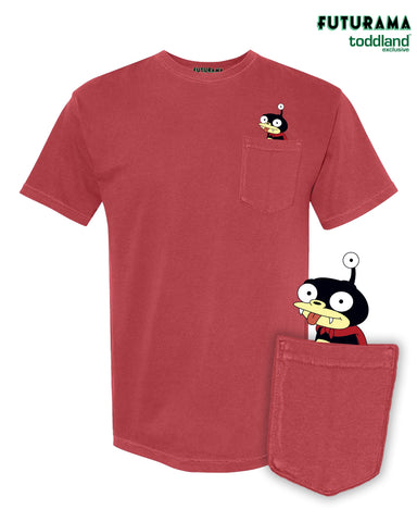 FUTURAMA - Pocket Nibbler Tee  - Comfort Colors Crimson (*ships mid august or sooner)