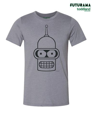FUTURAMA - Bender Head tee Heather Storm Gray (*ships mid august or sooner)