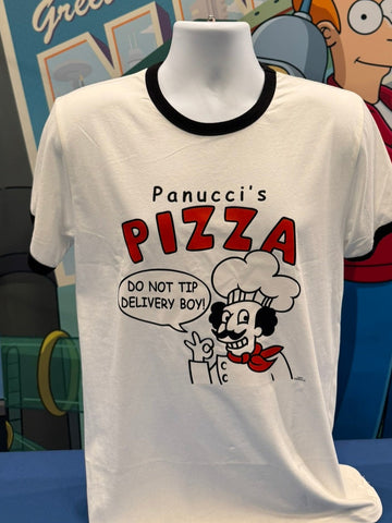 FUTURAMA - Panucci's Pizza Ringer Tee - Black/White Ringer Tee