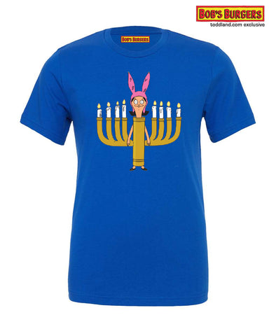 Bobs Burgers - Holiday 2023 Louise Menorah Tee - short sleeve blue