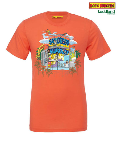 Bob's Burgers - 2024 San Diego Skyscraper Tee - Coral