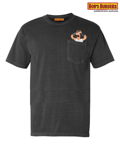 Bobs Burgers - Burger Boss Bob Pocket Tee - pepper black
