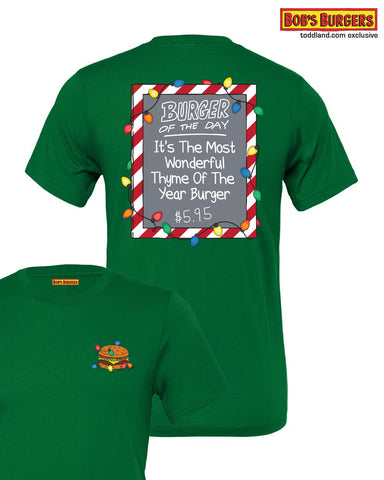 Bobs Burgers - Holiday 2023 Burger of the Day Tee - short sleeve green