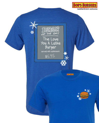 Bobs Burgers - Hanukkah Burger of the Day Tee - Solid True Royal
