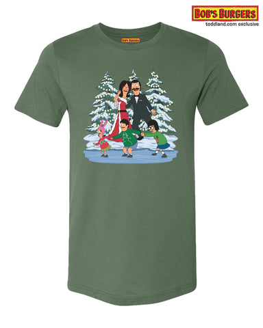 Bobs Burgers - Holiday Family Tee - pine green