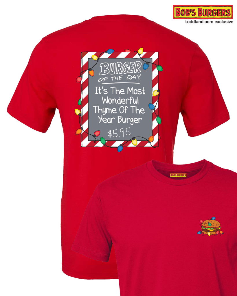 Bobs Burgers - Holiday Burger of the Day Tee - red