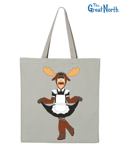 The Great North - French Lady Moose heavy canvas grocery tote