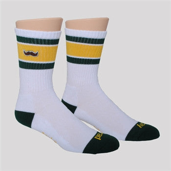athletic socks - Green/yellow with stache
