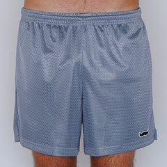 mesh stache (see what we did there) mesh gym shorts - silver/gray