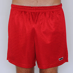 mesh stache (see what we did there) mesh gym shorts - red