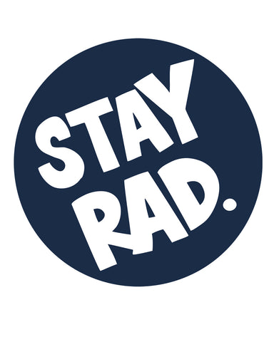 stay rad "official" sticker - 3" round navy blue