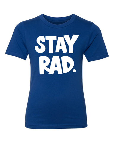 classic stay rad logo shirt - youth royal
